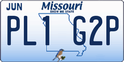MO license plate PL1G2P