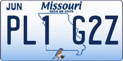 MO license plate PL1G2Z