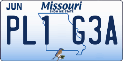 MO license plate PL1G3A