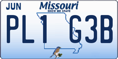MO license plate PL1G3B