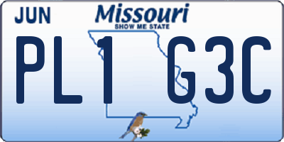 MO license plate PL1G3C