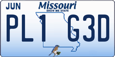 MO license plate PL1G3D
