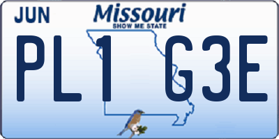MO license plate PL1G3E