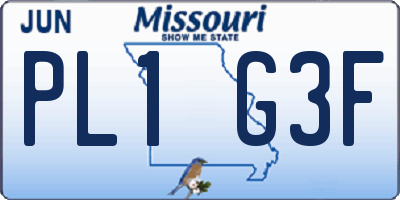 MO license plate PL1G3F