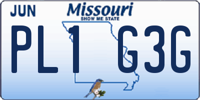 MO license plate PL1G3G