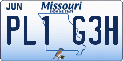 MO license plate PL1G3H