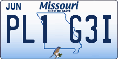 MO license plate PL1G3I