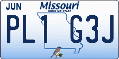 MO license plate PL1G3J