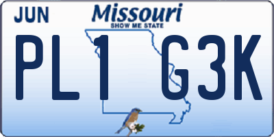 MO license plate PL1G3K