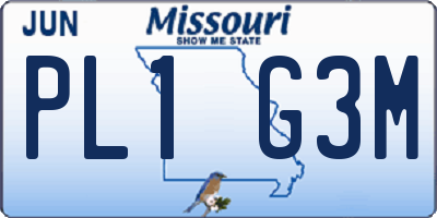 MO license plate PL1G3M