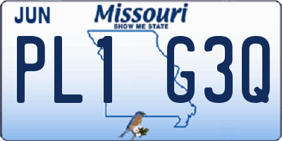 MO license plate PL1G3Q