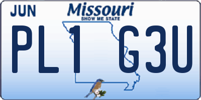 MO license plate PL1G3U