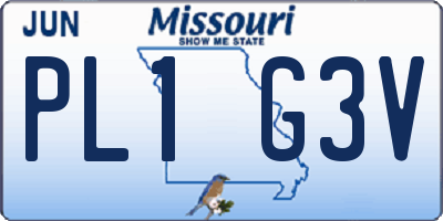 MO license plate PL1G3V