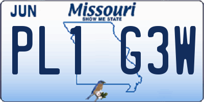 MO license plate PL1G3W
