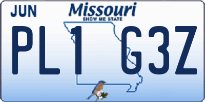 MO license plate PL1G3Z