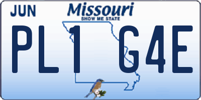 MO license plate PL1G4E