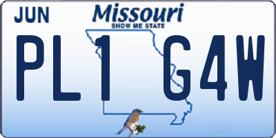 MO license plate PL1G4W