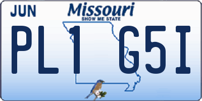 MO license plate PL1G5I