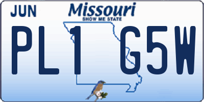 MO license plate PL1G5W