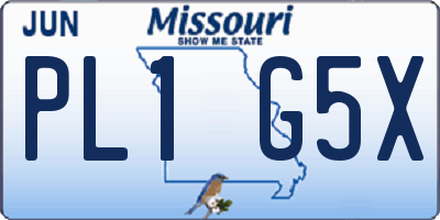 MO license plate PL1G5X