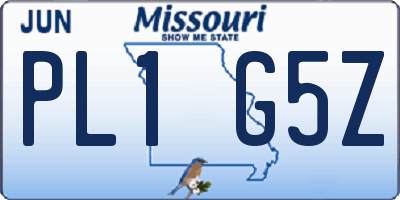 MO license plate PL1G5Z