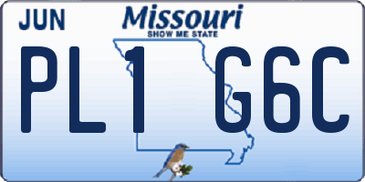 MO license plate PL1G6C