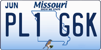 MO license plate PL1G6K