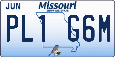 MO license plate PL1G6M