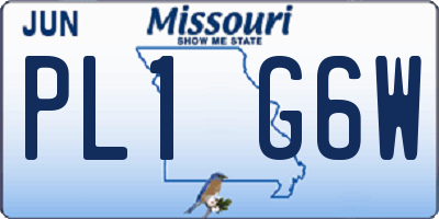 MO license plate PL1G6W