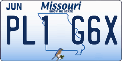 MO license plate PL1G6X