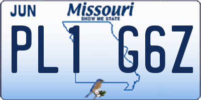 MO license plate PL1G6Z