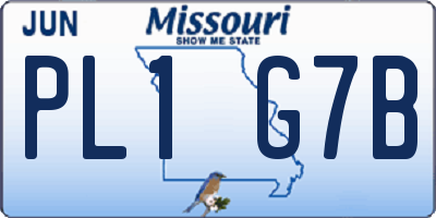 MO license plate PL1G7B