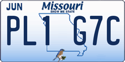 MO license plate PL1G7C