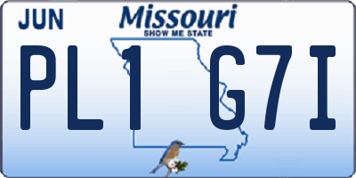 MO license plate PL1G7I