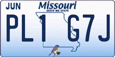 MO license plate PL1G7J