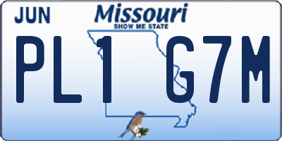 MO license plate PL1G7M