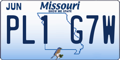 MO license plate PL1G7W