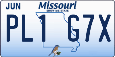MO license plate PL1G7X