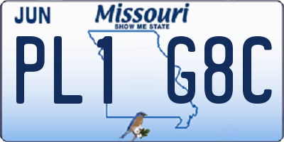 MO license plate PL1G8C
