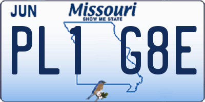 MO license plate PL1G8E