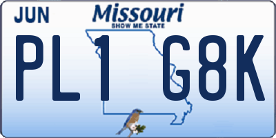 MO license plate PL1G8K