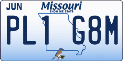 MO license plate PL1G8M