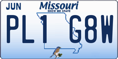 MO license plate PL1G8W