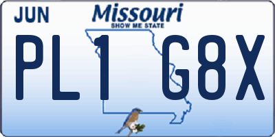 MO license plate PL1G8X