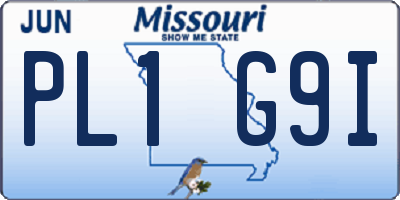 MO license plate PL1G9I