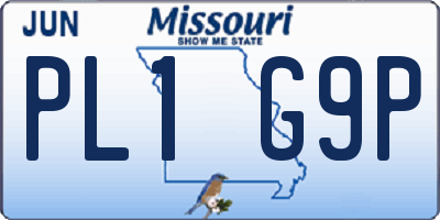 MO license plate PL1G9P