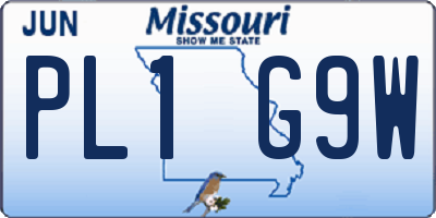 MO license plate PL1G9W