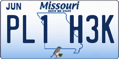 MO license plate PL1H3K