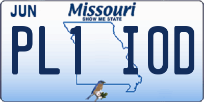 MO license plate PL1I0D