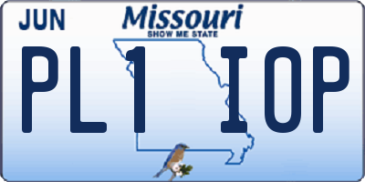 MO license plate PL1I0P
